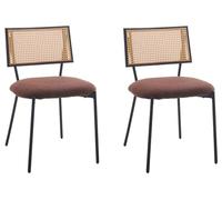 Luciano - lot de 2 chaises cannage - en tissu bouclette