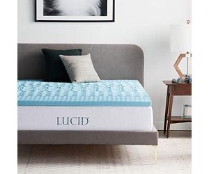LUCID Surmatelas 180 x 200 cm | 5 Zones Ergonomiques et Respirante| Mousse à Memoire de Forme avec Gel Rafraichissant |Épaisseur 5 cm, 2 personnes, Blue