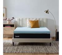 LUCID Surmatelas de 7,6 cm pour lit Double, Mousse à mémoire de Forme infusée de Gel, surmatelas en Mousse à mémoire de Forme pour lit Double, Design ventilé, certifié CertiPur, Bleu