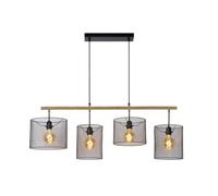 Lucide 45459/04/30 Basket Suspension, Métal, E27, 60 W, Noir, Bois Clair, 107 x 23 x 170 cm