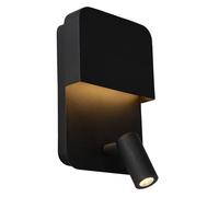 LUCIDE BOXER - Lampe de chevet/Applique mural - LED - 3000K - Point de rechargement USB - Noir