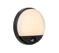 LUCIDE HUPS IR - Applique murale Intérieur/Extérieur - Ø 21 cm - LED - 1x10W 3000K - IP54 - Détecteur De Mouvement - Noir