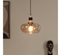 Lucide Luminaire suspension en verre Ilona, dimmable, beige, Salon / Salle à manger, Verre, Suspension en verre