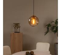Suspension boule verre ambré Monsaraz E27 40W Lucide