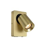LUCIDE NIGEL - Lampe de chevet/Applique mural - LED Dim to warm - GU10-1x5W 2200K/3000K - Point de rechargement USB - Or Mat/Laiton