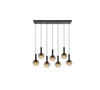 Lucide Suspension 7 globes verre fumé - Noir