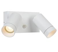 LUCIDE TAYLOR - Spot mural/Applique mural Intérieur/Extérieur - 2xGU10 (MR16) - IP54 - Détecteur De Mouvement - Blanc