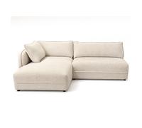 Lucien - Canapé d'angle gauche 5 places en tissu bouclette - Beige