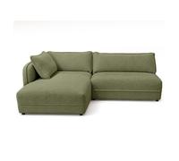 Lucien - Canapé d'angle gauche 5 places en tissu bouclette - Vert