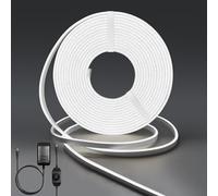Lucienstar Bande lumineuse néon à LED - Bande lumineuse néon 12 v 5 m à intensité variable, bande lumineuse flexible en silicone DIY pour décoration intérieure et extérieure de cuisine (alimentation