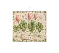 Luck & Love Tapis de séchage pour comptoir de cuisine, tapis absorbant en microfibre motif trèfle vert, 40,6 x 45,7 cm