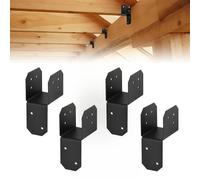 LUCKCDUO Sabot Poteau Acier U, Support Poteau Bois Q235 pour pergola | Sabot poteau en acier U acier Q235 pour fixer les poteaux bois, ideal pour pergola, terrasse et cloture