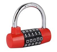 LUCKDANO Cadenas de Verrouillage à 5 Chiffres - Cadenas à Combinaison pour Porte de Valise en Forme de U - Rouge - Alliage de Zinc Haute sécurité - Design élégant avec Cinq Mots de Passe