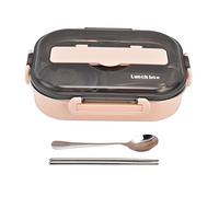 LUCKDANO Steel Lunch Boîte à Lunch Portable pour Enfants en Acier Inoxydable 304 Boîte à de 0,3 L avec Compartiment pour Bol à Soupe Comprenant des Baguettes et une Cuillère pour l'école et (Rose