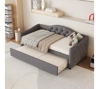 luckdect Cadre de Lit Banquette 90x200 cm Multifonction, Canapé-Lit Extensible avec Lit Gigogne Coulissant, Gain de Place pour Chambre Adulte, sans Matelas, Style Minimaliste Gris