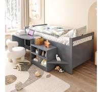 luckdect Lit pour Enfant, Canapé Lit 90x200 cm, lit Bureau et Espace de Rangement, Cadre de Lit 90x200 cm avec 2 Ports USB et Une Prise Ronde Standard, Lits Coffre, Lit Une Place (sans Matelas)