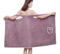 LUCKKY Jupe de Douche Portable pour Femme Grande Taille, Serviette de Bain, Peignoir de Bain pour Femme avec Poches, Serviette de Bain Femme Douce et Confortable, Kilt de Sauna Absorbante (Violet)