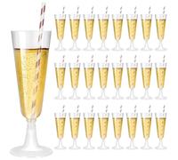 LUCKNIGHT 25 PCS Coupe Champagne Plastique, 160ML Flute Champagne Transparent, Verres Plastiques Réutilisables, Amovible, Empilable Coupes à Champagne Pour Fêtes De Douche D'anniversaire Mariage Noël