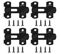 LUCKNIGHT Verrou Porte Coulissante Serrure Volet Loquet Porte Loquet de Porte en Acier Inoxydable Verrou Portail à Bascule Boulon avec Vis pour Porte, Fenêtre, Placard et Jardin, Noir Mat, 4 PCS