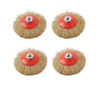 Luckwaii Brosse métallique pour meuleuse d'angle, 4 pièces brosses coniques fil ondulé acier inoxydable propre Ø 115 mm flex brosse en acier en fil d'acier ondulé HSS avec modèles M14 pour perceuse