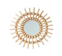 Luckxing Atmosphera Miroir en Rotin Fleur - Miroir Mural Suspendu Rotin Rond Décor Boho en Osier Pansement Maquillage Miroirs, Atmosphera Créateur D'intérieur