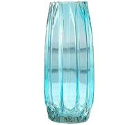 Lucky Bird Vase moderne en verre côtelé bleu pour fleurs, bougies et accents décoratifs - Haut/court pour centres de table et décoration de table (30,5 cm)