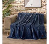 Lucky Brand Couverture en Peluche Solide de 127 cm x 177,8 cm, Indigo Bleu Vintage, Doux, Confortable et Intemporel
