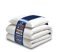 LUCKY DUCK - Pack Mi-Saison - Couette Tempérée 140x200 + Oreiller 60x60 - Percale 100% Coton Blanc Douce & Respirante - Garnissage Microfibre I Loft Haute Densité - Literie Confort - Lavable Machine