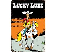 LUCKY LUKE Plaque murale en métal pour fans de la série de bandes dessinées - Western, cowboy, décoration du Far West, aventures humoristiques 20 x 30 cm