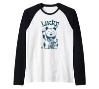 Lucky Maneki Neko Agitant Le Chat Porte-Bonheur Japonais Manche Raglan