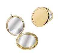 LuckyOpt Miroir compact, miroir de poche double face en métal avec miroir grossissant 1x/2x, miroir de poche rond non déformé pour femme pour voyage, sac à main (doré)