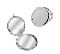 LuckyOpt Miroir compact, miroir de poche double face en métal avec miroir grossissant 1x/2x, miroir de poche rond non déformé pour femme pour voyage, sacs à main, portefeuilles (argent)