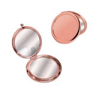 LuckyOpt miroir compact, poche double face métal, grossissant 1x/2x, rond non déformé, femme, voyage, sacs à main, portefeuilles (or rose)