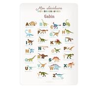 Ludilabel Poster Éducatif Abécédaire - 41,5 x 29,2 cm - Support d'apprentissage Personnalisé - Les dinosaures