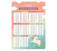 Ludilabel Poster Éducatif Multiplication - 41,5 x 29,2 cm - Support d'apprentissage Personnalisé - Licorne