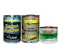 Ludwiglacke Lot de 2,5 litres de vernis transparent (vernis transparent, durcisseur et dilution)