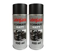 LudwigLacke Lot de 2 sprays de peinture noir mat 400 ml par bombe aérosol - Peinture acrylique de qualité supérieure pour métal, bois, plastique et de nombreuses surfaces - Séchage rapide et résistant