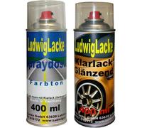 Ludwiglacke Reflex Silver LA7W 8E 8E8E Lot de bombes de peinture pour voiture et vernis transparent 400 ml