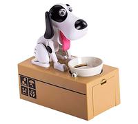 LUFEIS Tirelire Chien Affamé Électronique - Jouet à Croquer en Forme d'Animal pour Économiser - Cadeau d'Anniversaire pour Enfants - Blanc
