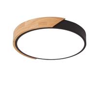 LuFun Plafonnier 24 W, encastrable, noir, rond, moderne, en bois, pour salon, chambre à coucher, cuisine, salon, couloir, maison, bureau, 6 500 K, lumière blanche froide