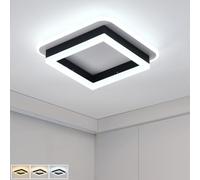 LuFun Plafonnier LED Carré 35W, 2100 lm, 3 Températures de Couleur | Luminaire Plafonnier Moderne 25,5 cm Blanc et Noir pour Couloir, Chambre, Cuisine, Entrée et Petit Salon