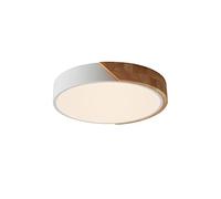 LuFun Plafonnier LED Rond Blanc Bois 24W 4000K, Luminaire Ø30 cm | Design blanc et bois, 2000 lm, lumière blanc neutre, parfait pour salon, chambre, cuisine, entrée et couloir