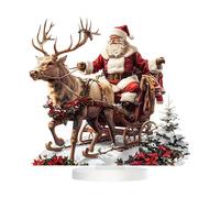 Luge du Père Noël - Luge du Père Noël, ornement de Noël | Père Noël sur le traîneau avec renne, décoration de Noël pour intérieur et extérieur