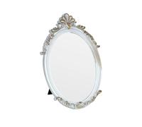 LuHeToz Miroir de maquillage ovale décoratif vintage avec cadre en plastique, miroir de table, blanc, 19,1 x 27,9 cm