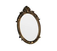 LuHeToz Miroir de maquillage ovale en plastique doré vintage (bronze, 27,9 x 17,8 cm)