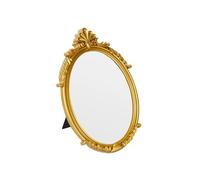 LuHeToz Petit miroir de maquillage ovale en plastique doré - 19,1 x 27,9 cm | Petit miroir vintage, miroir de table