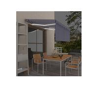Luifel automatisch met gordijn LED windsensor 3x2,5 m blauw wit3069391