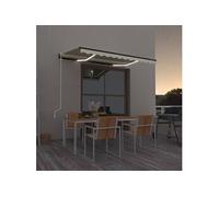 vidaXL Store automatique avec LED et capteur de vent 350 x 250 cm, couleur crème