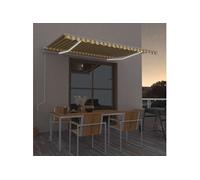 vidaXL Store automatique 400x300 cm avec LED et capteur de vent Jaune/Blanc