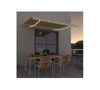 vidaXL Luifel automatisch met LED en windsensor 400x350 cm geel en wit3068993 Blanc G